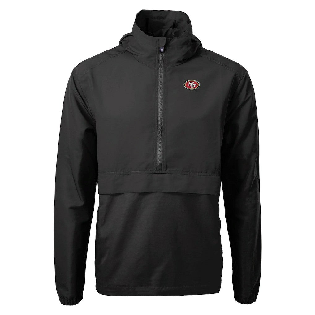 San Francisco 49ers Cutter & Buck Charter Eco Recycled Anorak Half-Zip Jacket - Black cheap