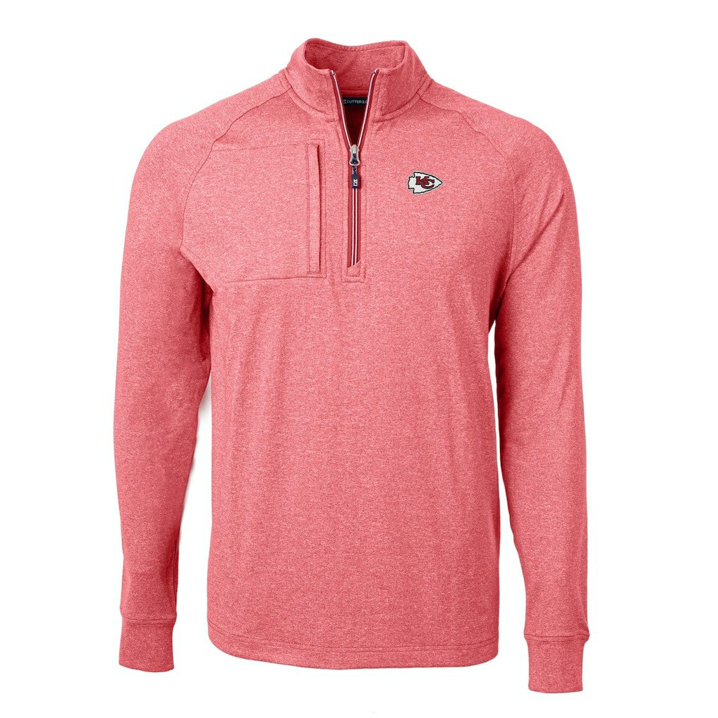Kansas City Chiefs Cutter & Buck Adapt Eco Knit Quarter-Zip Pullover Top - Heather Red online
