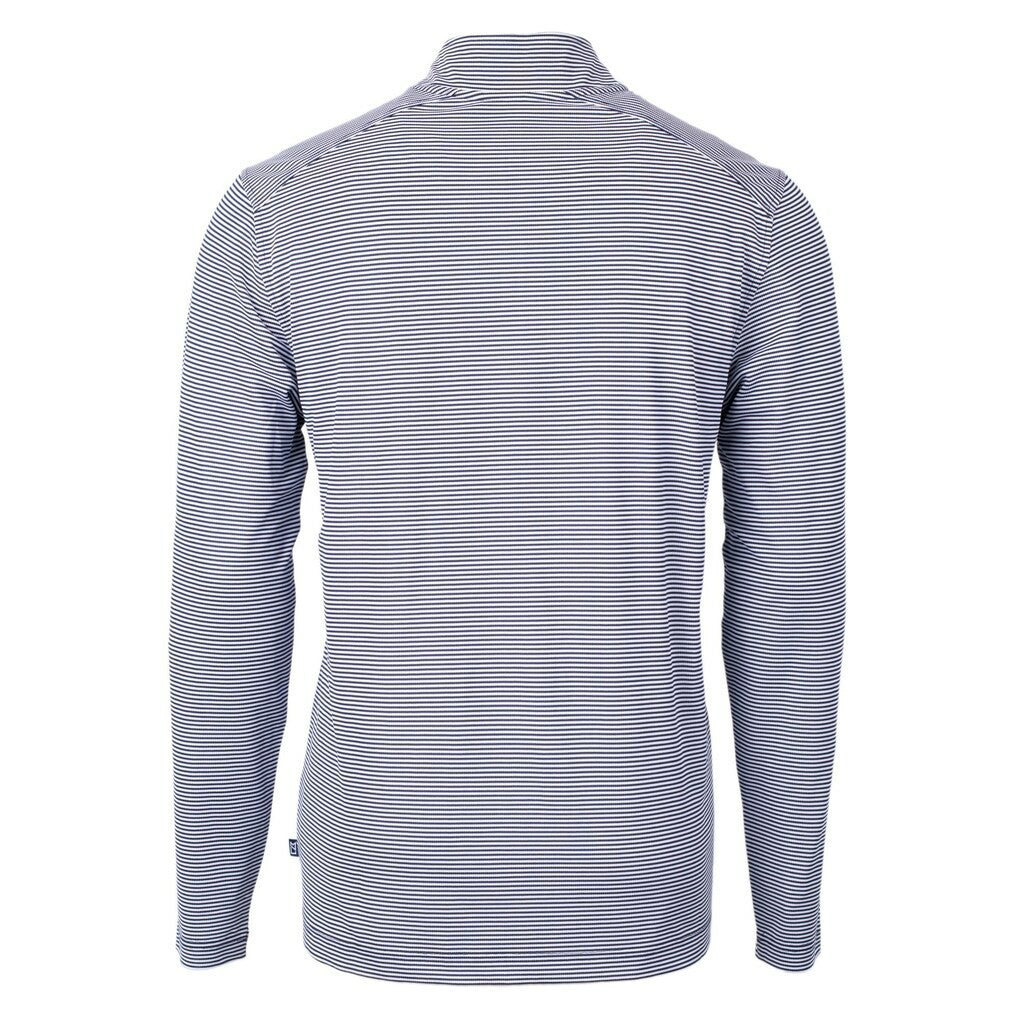 New Orleans Saints Cutter & Buck Virtue Eco Pique Micro Stripe Recycled Quarter-Zip Pullover Top - Navy/White on sale