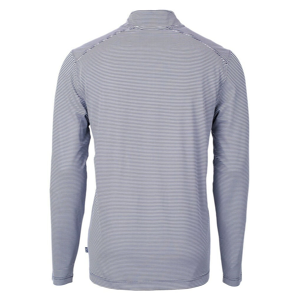 New Orleans Saints Cutter & Buck Virtue Eco Pique Micro Stripe Recycled Quarter-Zip Pullover Top - Navy/White on sale