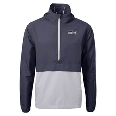 Seattle Seahawks Cutter & Buck Charter Eco Recycled Anorak Half-Zip Jacket - Blue outlet