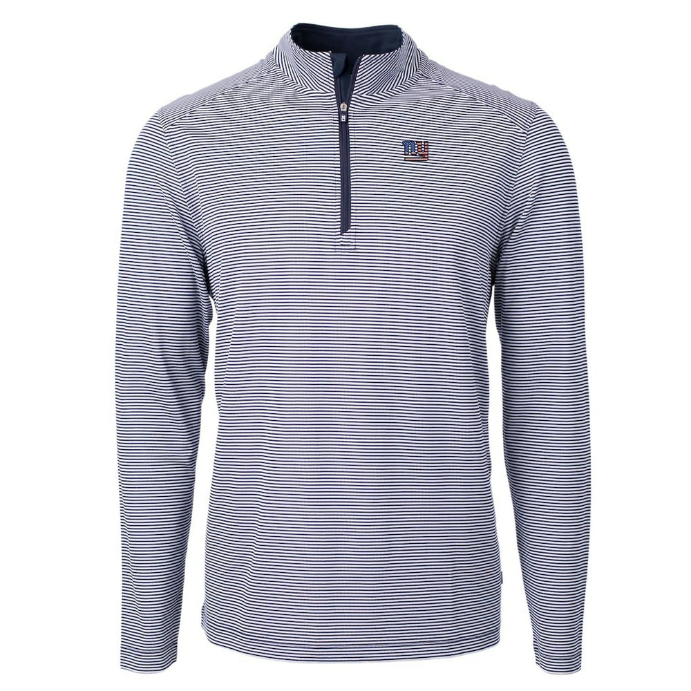 New York Giants Cutter & Buck Virtue Eco Pique Micro Stripe Recycled Quarter-Zip Pullover Top - Navy/White sale