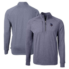 Minnesota Vikings Cutter & Buck Adapt Eco Knit Quarter-Zip Pullover Top - Heather Navy sale