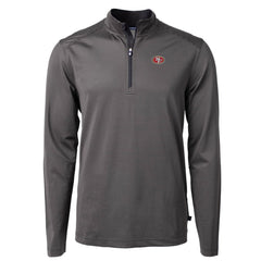 San Francisco 49ers Cutter & Buck Virtue Eco Pique Micro Stripe Recycled Quarter-Zip Pullover Top - Black/Gray sale