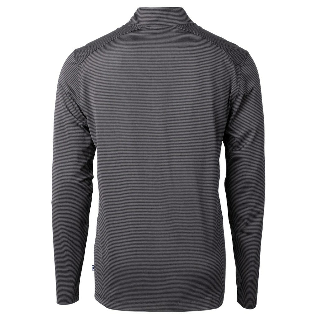 San Francisco 49ers Cutter & Buck Virtue Eco Pique Micro Stripe Recycled Quarter-Zip Pullover Top - Black/Gray sale