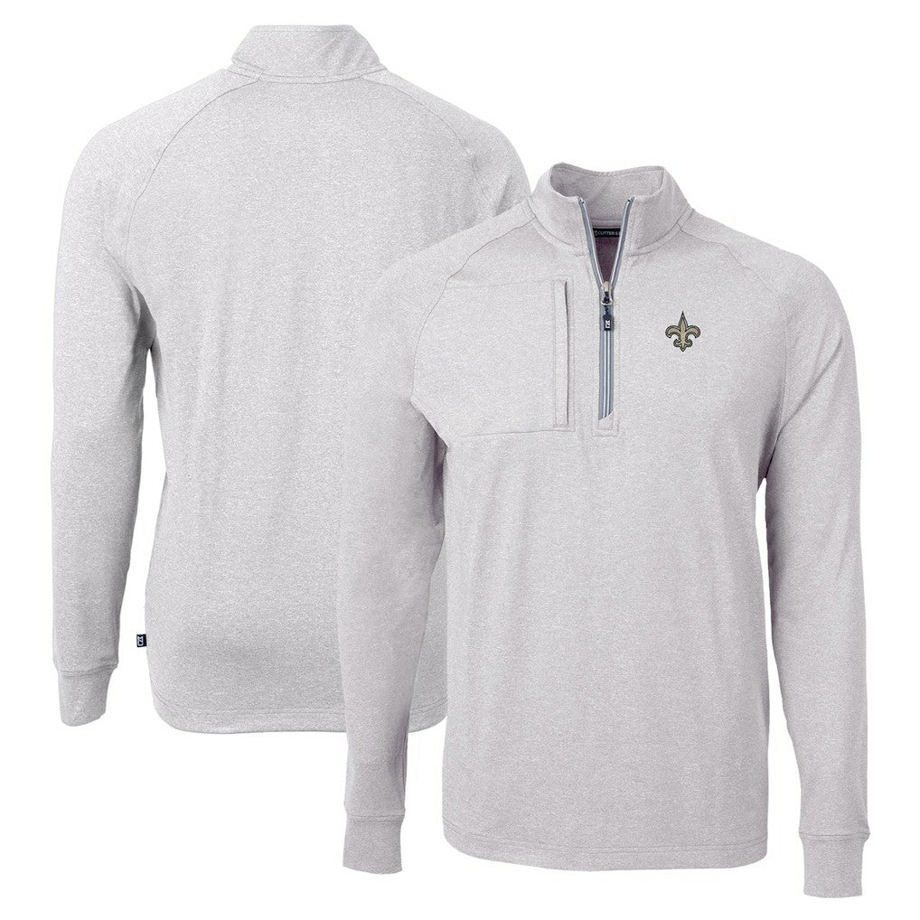 New Orleans Saints Cutter & Buck Adapt Eco Knit Quarter-Zip Pullover Top - Heather Gray sale