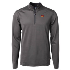 Washington Commanders Cutter & Buck Virtue Eco Pique Micro Stripe Recycled Quarter-Zip Pullover Top - Black/Gray on sale