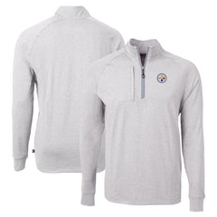 Pittsburgh Steelers Cutter & Buck Adapt Eco Knit Quarter-Zip Pullover Top - Heather Gray on sale