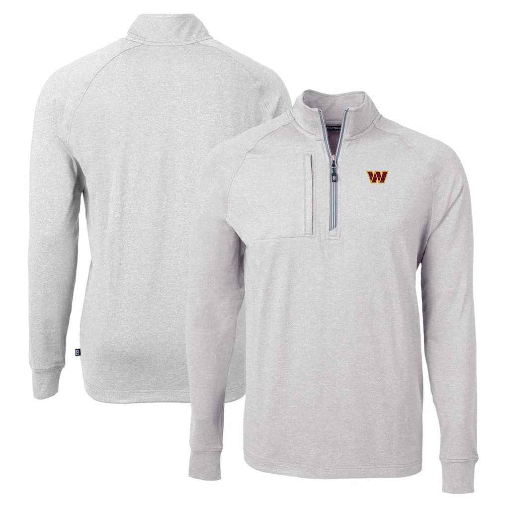 Washington Commanders Cutter & Buck Adapt Eco Knit Quarter-Zip Pullover Top - Heather Gray online