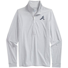 Atlanta Braves Vineyard Vines Women's Microstripe Sankaty Half-Zip Top - Heather Gray/White