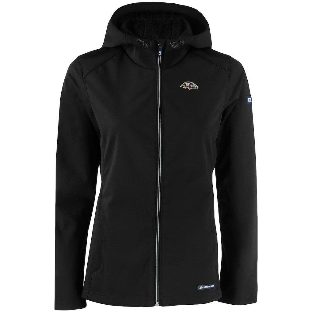 Baltimore Ravens Cutter & Buck Women's Evoke Eco Softshell Recycled Full-Zip Hooded Jacket - Black discount