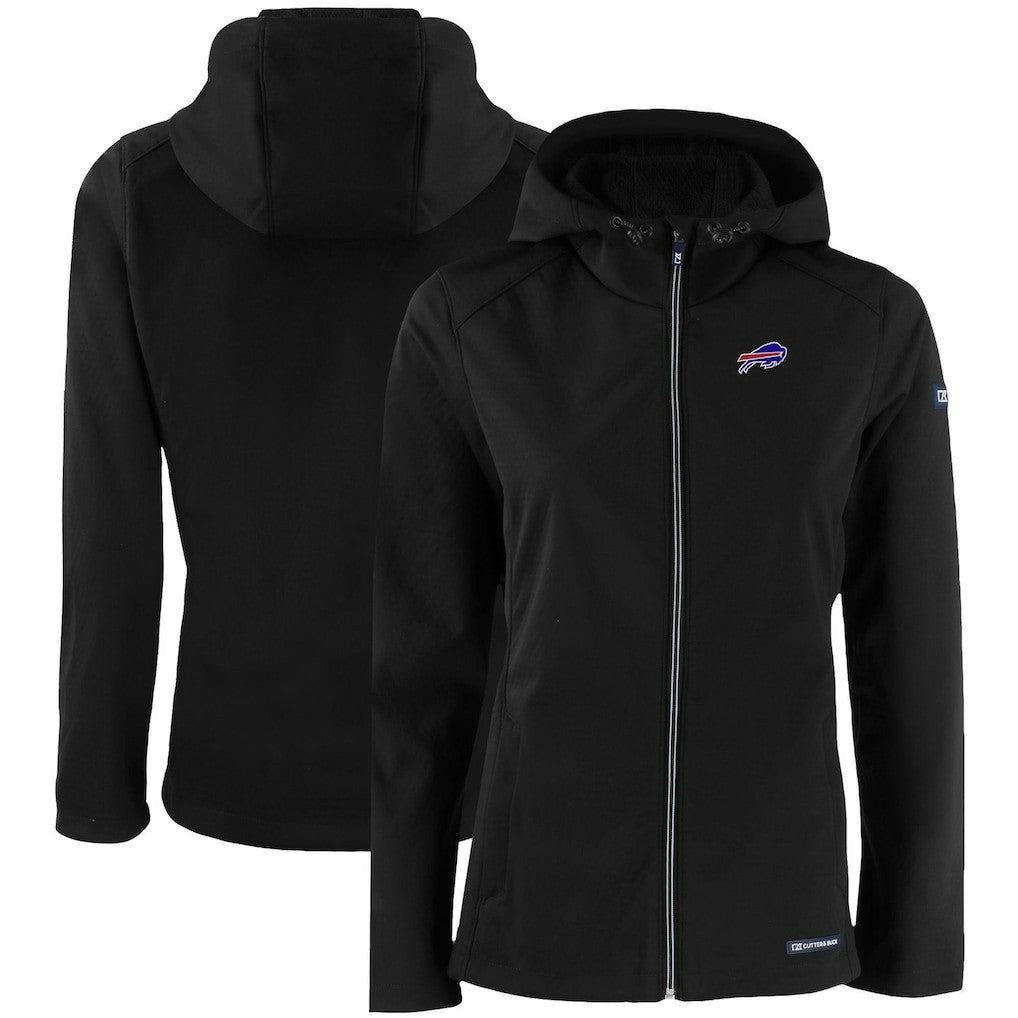 Buffalo Bills Cutter & Buck Women's Evoke Eco Softshell Recycled Full-Zip Hooded Jacket - Black on sale