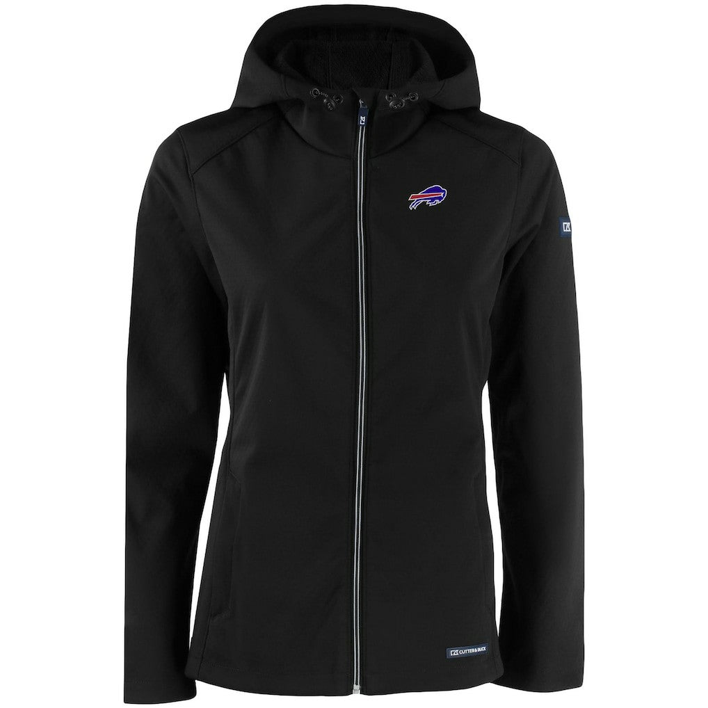 Buffalo Bills Cutter & Buck Women's Evoke Eco Softshell Recycled Full-Zip Hooded Jacket - Black on sale