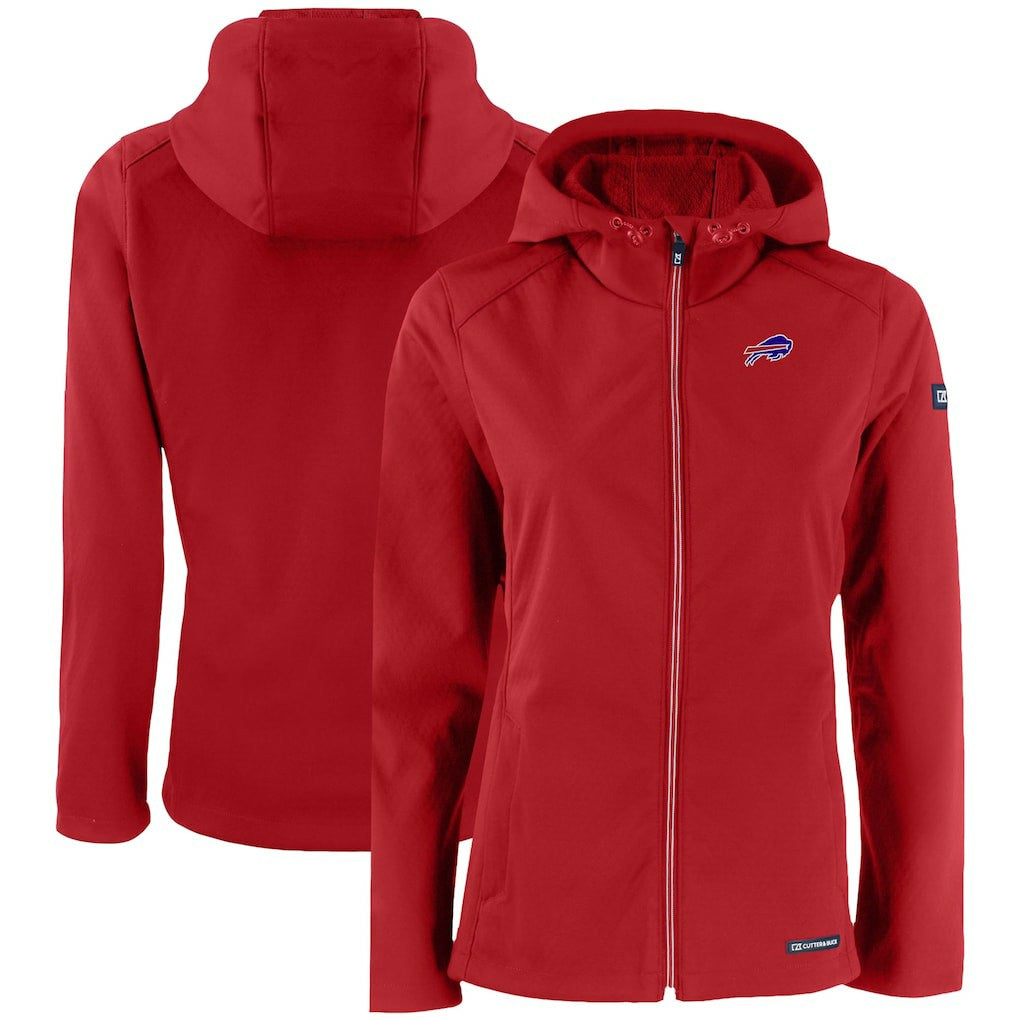 Buffalo Bills Cutter & Buck Women's Evoke Eco Softshell Recycled Full-Zip Hooded Jacket - Red sale