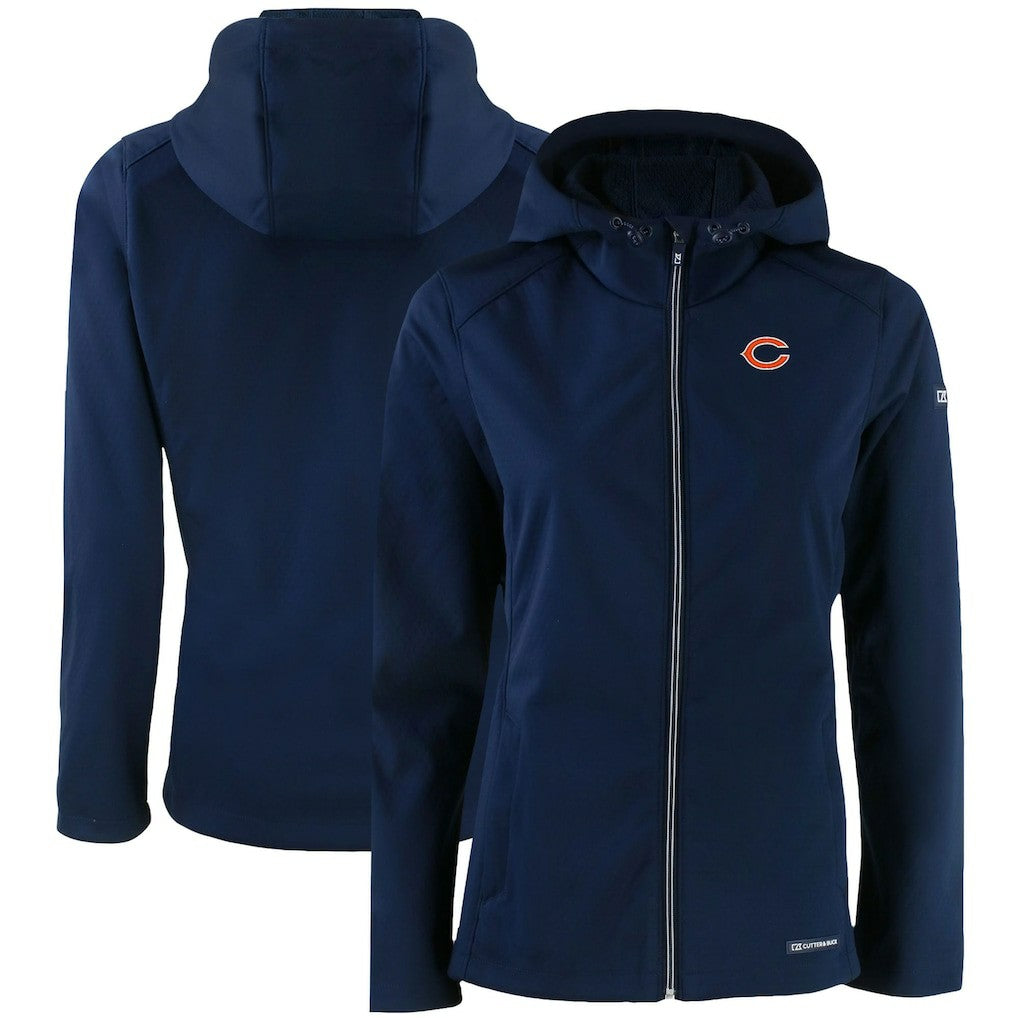 Chicago Bears Cutter & Buck Women's Evoke Eco Softshell Recycled Full-Zip Hooded Jacket - Navy sale