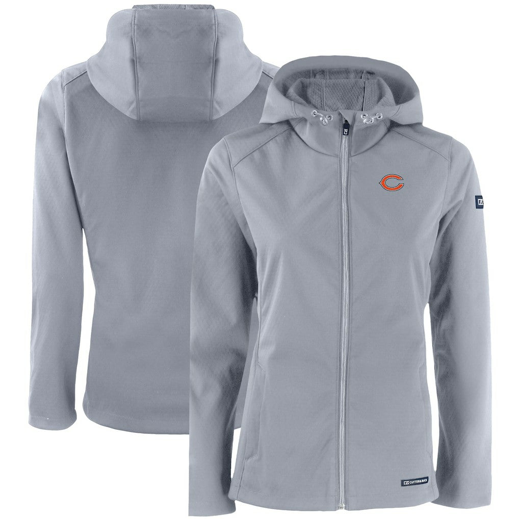 Chicago Bears Cutter & Buck Women's Evoke Eco Softshell Recycled Full-Zip Hooded Jacket - Gray sale