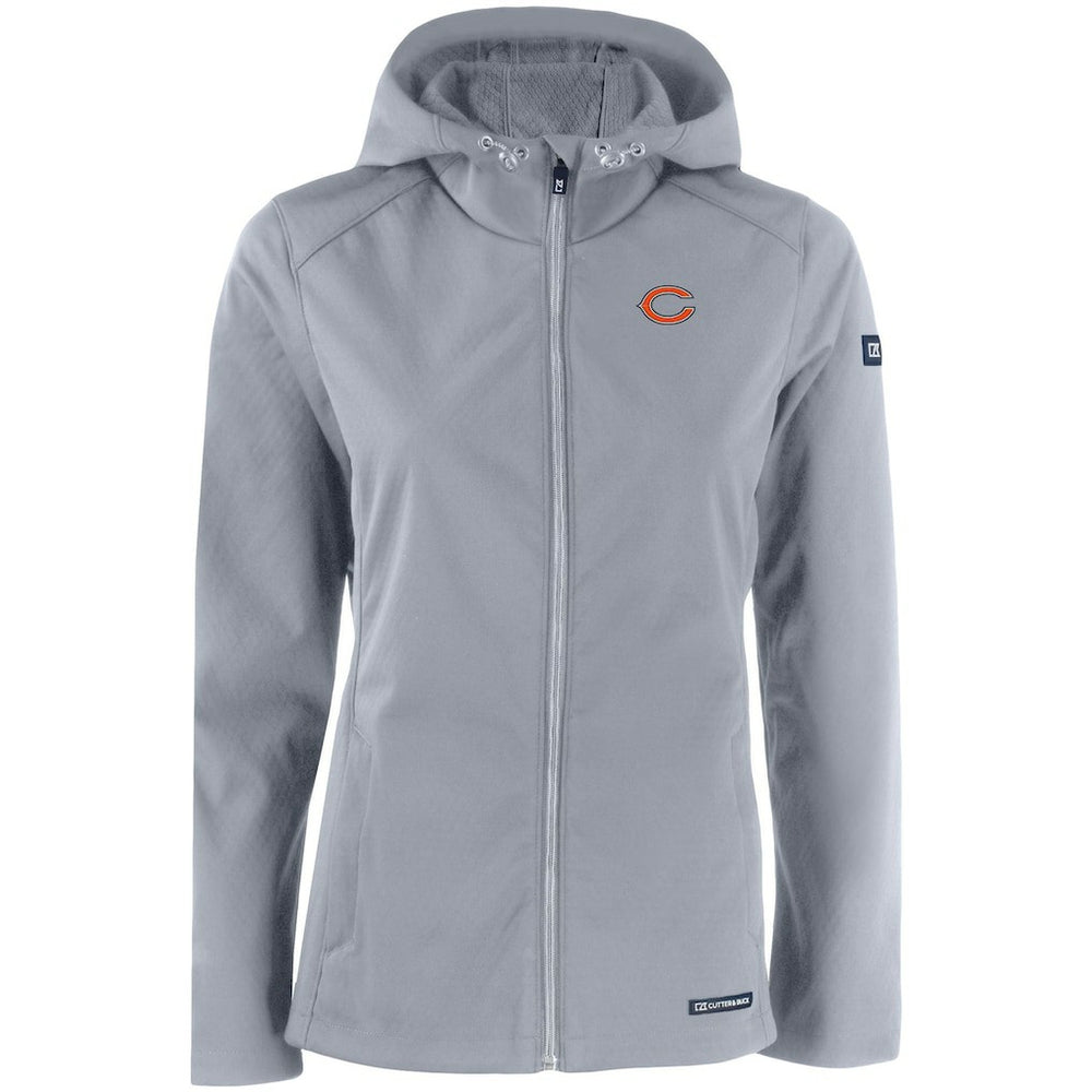 Chicago Bears Cutter & Buck Women's Evoke Eco Softshell Recycled Full-Zip Hooded Jacket - Gray sale