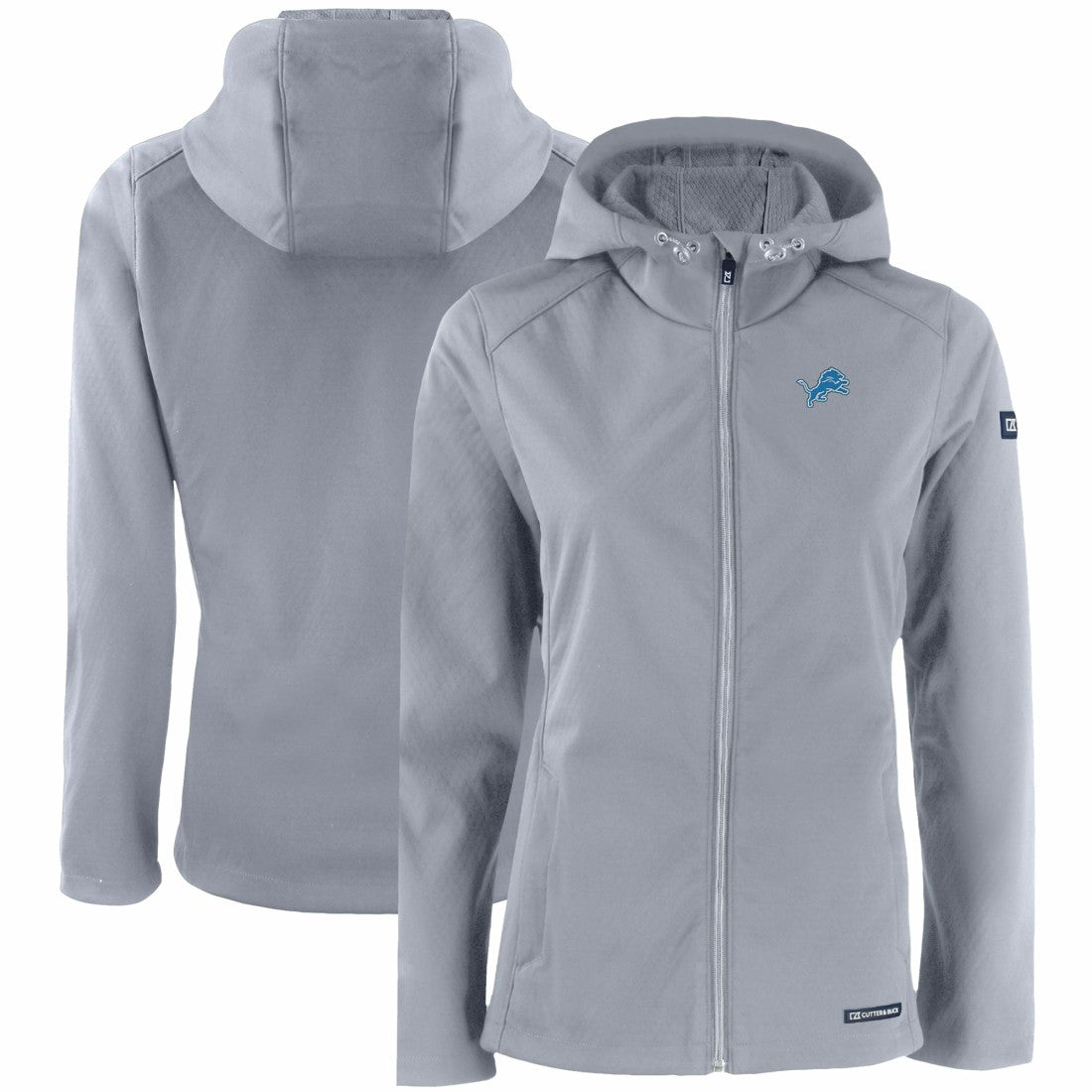 Detroit Lions Cutter & Buck Women's Evoke Eco Softshell Recycled Full-Zip Hooded Jacket - Gray for sale