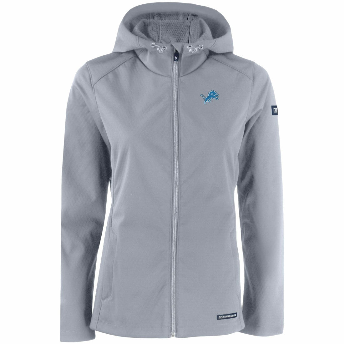 Detroit Lions Cutter & Buck Women's Evoke Eco Softshell Recycled Full-Zip Hooded Jacket - Gray for sale
