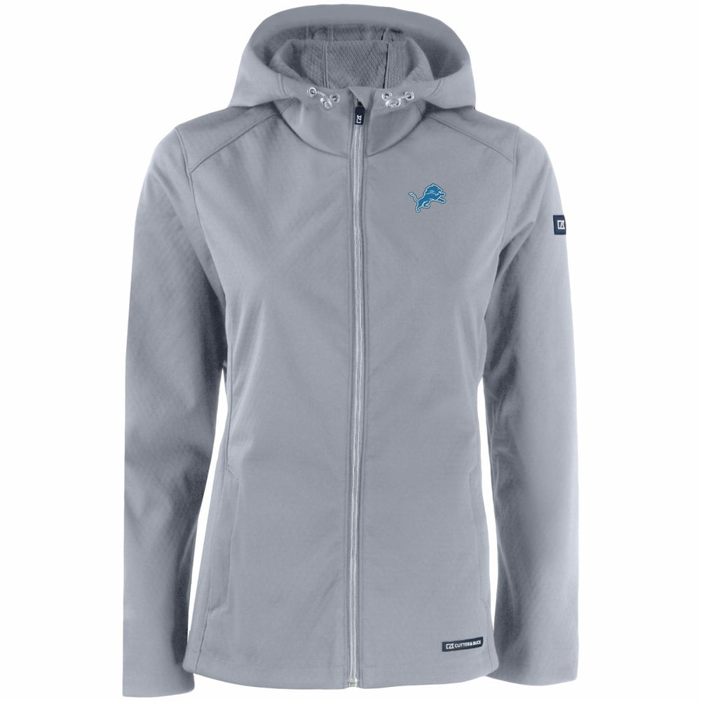 Detroit Lions Cutter & Buck Women's Evoke Eco Softshell Recycled Full-Zip Hooded Jacket - Gray for sale
