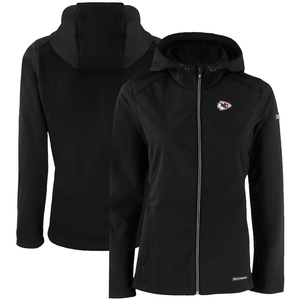Kansas City Chiefs Cutter & Buck Women's Evoke Eco Softshell Recycled Full-Zip Hooded Jacket - Black cheap