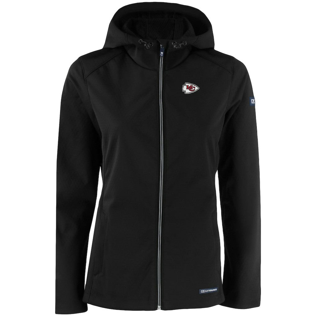 Kansas City Chiefs Cutter & Buck Women's Evoke Eco Softshell Recycled Full-Zip Hooded Jacket - Black cheap