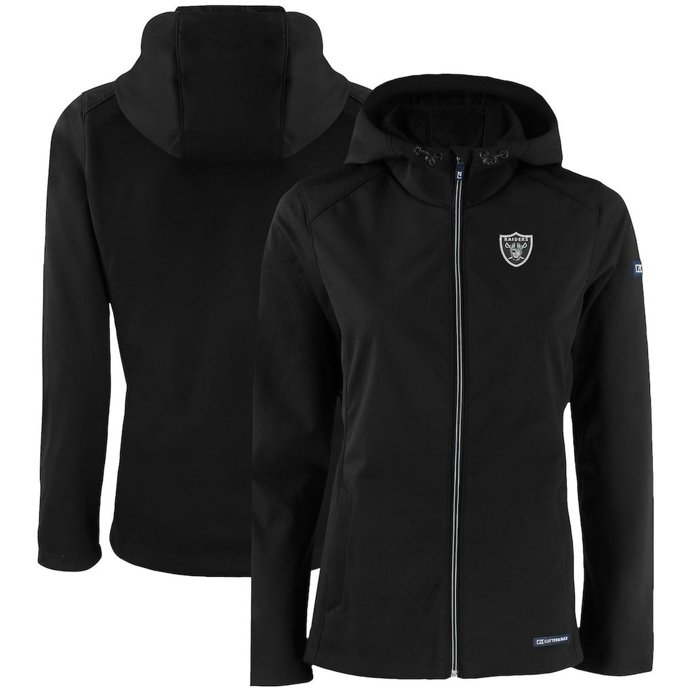 Las Vegas Raiders Cutter & Buck Women's Evoke Eco Softshell Recycled Full-Zip Hooded Jacket - Black for sale