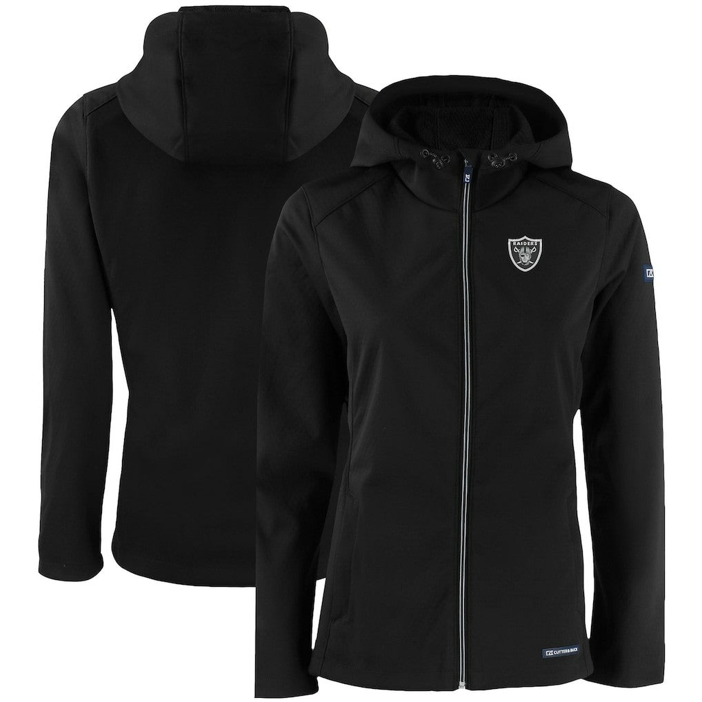 Las Vegas Raiders Cutter & Buck Women's Evoke Eco Softshell Recycled Full-Zip Hooded Jacket - Black for sale