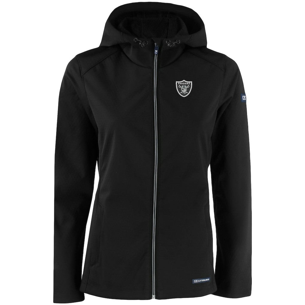 Las Vegas Raiders Cutter & Buck Women's Evoke Eco Softshell Recycled Full-Zip Hooded Jacket - Black for sale