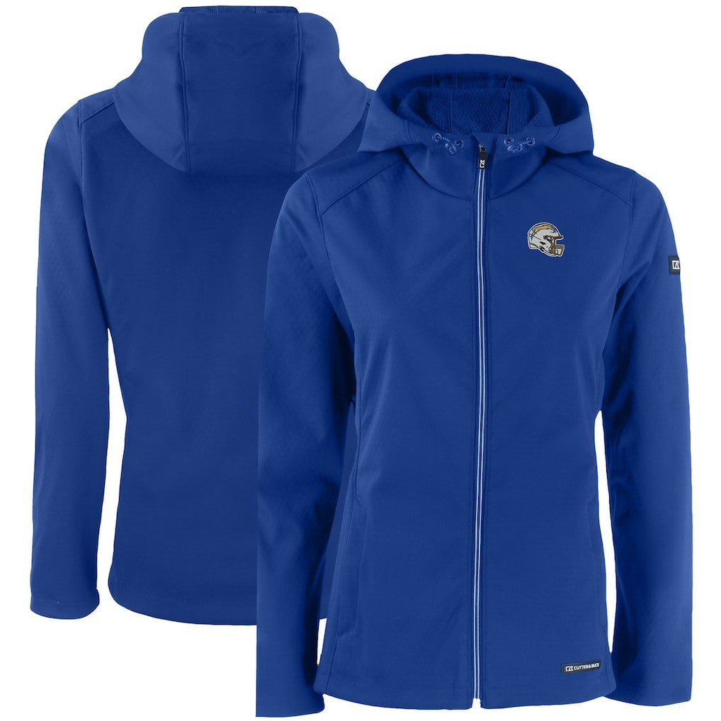 Los Angeles Chargers Cutter & Buck Women's Evoke Eco Softshell Recycled Full-Zip Hooded Jacket - Blue discount