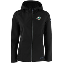 Miami Dolphins Cutter & Buck Women's Evoke Eco Softshell Recycled Full-Zip Hooded Jacket - Black outlet