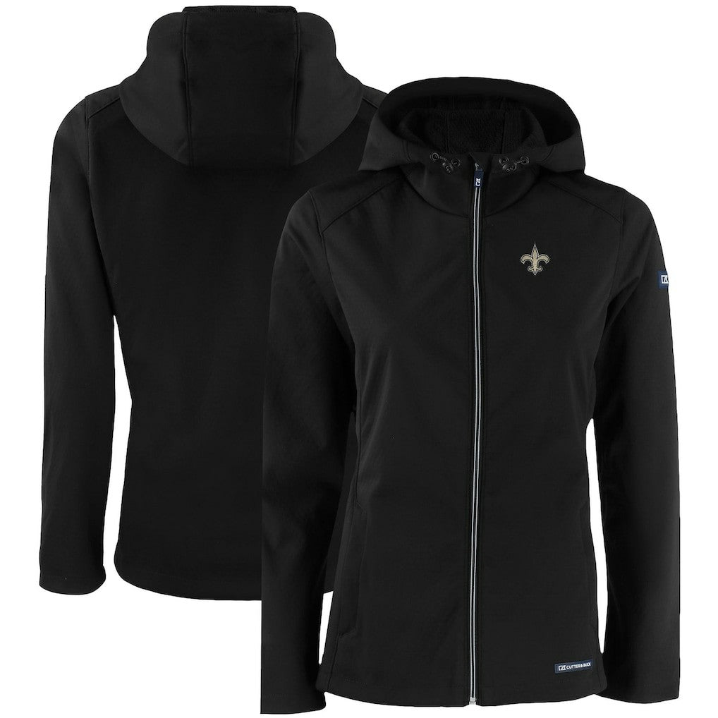 New Orleans Saints Cutter & Buck Women's Evoke Eco Softshell Recycled Full-Zip Hooded Jacket - Black sale