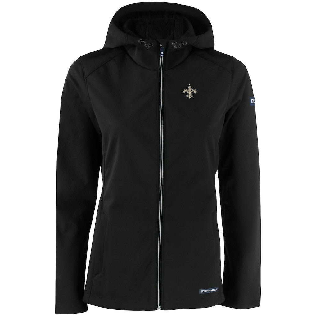 New Orleans Saints Cutter & Buck Women's Evoke Eco Softshell Recycled Full-Zip Hooded Jacket - Black sale