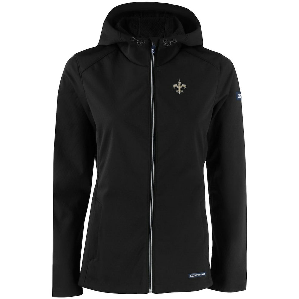 New Orleans Saints Cutter & Buck Women's Evoke Eco Softshell Recycled Full-Zip Hooded Jacket - Black sale