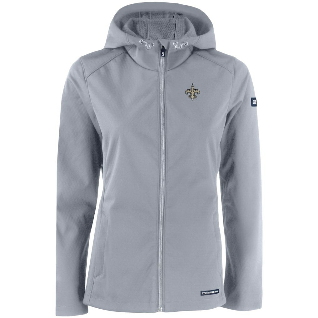 New Orleans Saints Cutter & Buck Women's Evoke Eco Softshell Recycled Full-Zip Hooded Jacket - Gray online