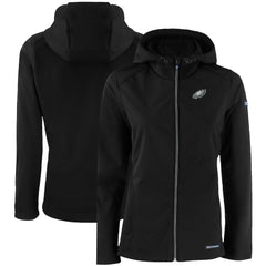 Philadelphia Eagles Cutter & Buck Women's Evoke Eco Softshell Recycled Full-Zip Hooded Jacket - Black for sale