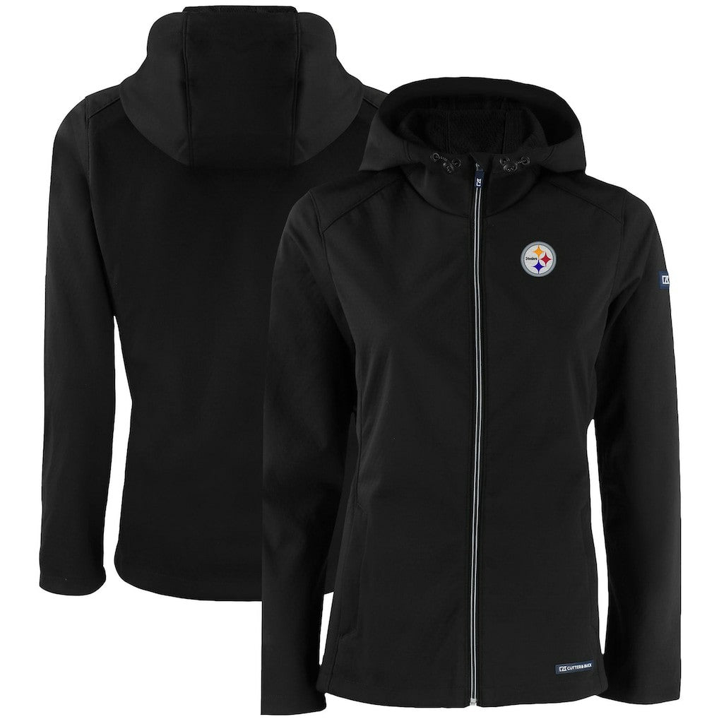 Pittsburgh Steelers Cutter & Buck Women's Evoke Eco Softshell Recycled Full-Zip Hooded Jacket - Black online