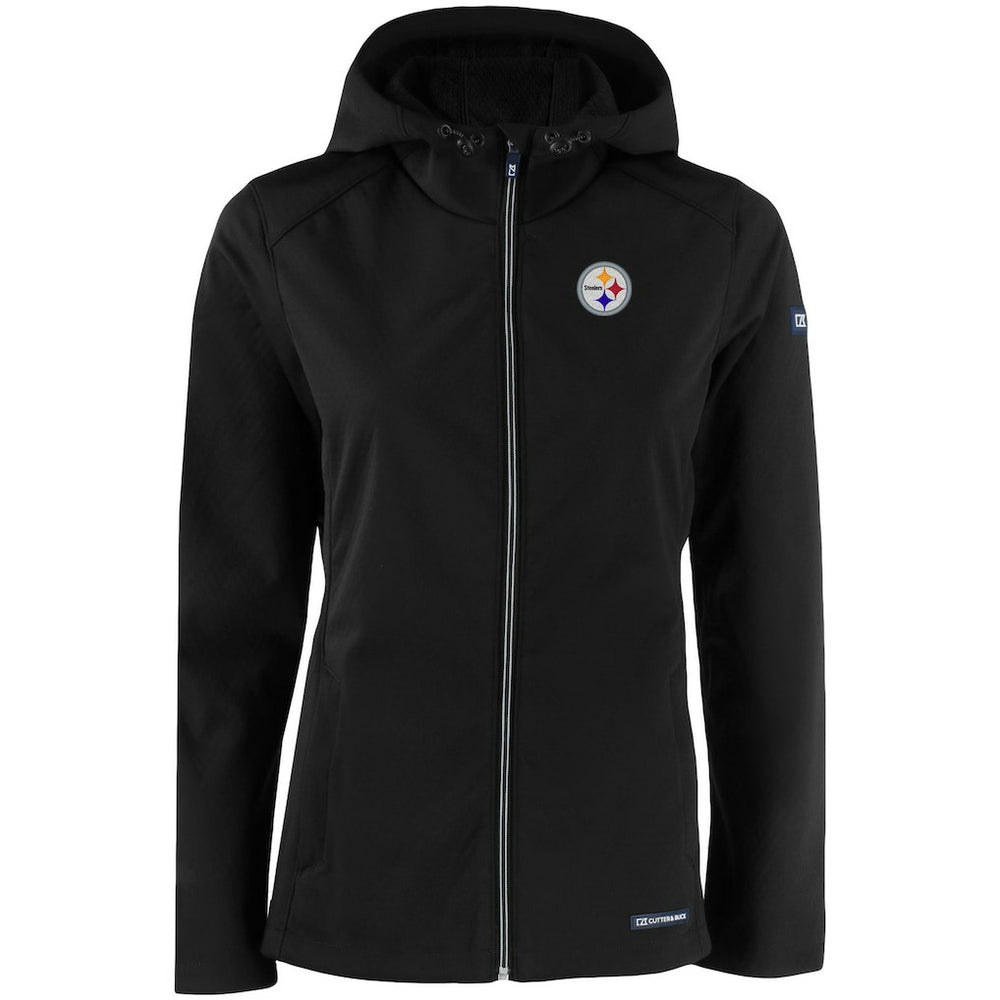 Pittsburgh Steelers Cutter & Buck Women's Evoke Eco Softshell Recycled Full-Zip Hooded Jacket - Black online