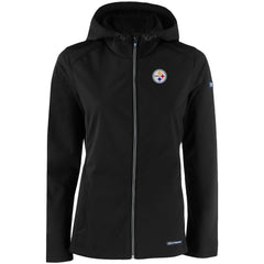 Pittsburgh Steelers Cutter & Buck Women's Evoke Eco Softshell Recycled Full-Zip Hooded Jacket - Black online