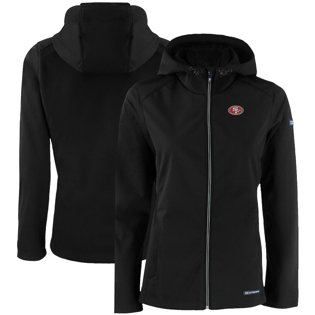 San Francisco 49ers Cutter & Buck Women's Evoke Eco Softshell Recycled Full-Zip Hooded Jacket - Black cheap