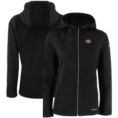 San Francisco 49ers Cutter & Buck Women's Evoke Eco Softshell Recycled Full-Zip Hooded Jacket - Black cheap