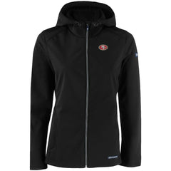 San Francisco 49ers Cutter & Buck Women's Evoke Eco Softshell Recycled Full-Zip Hooded Jacket - Black cheap