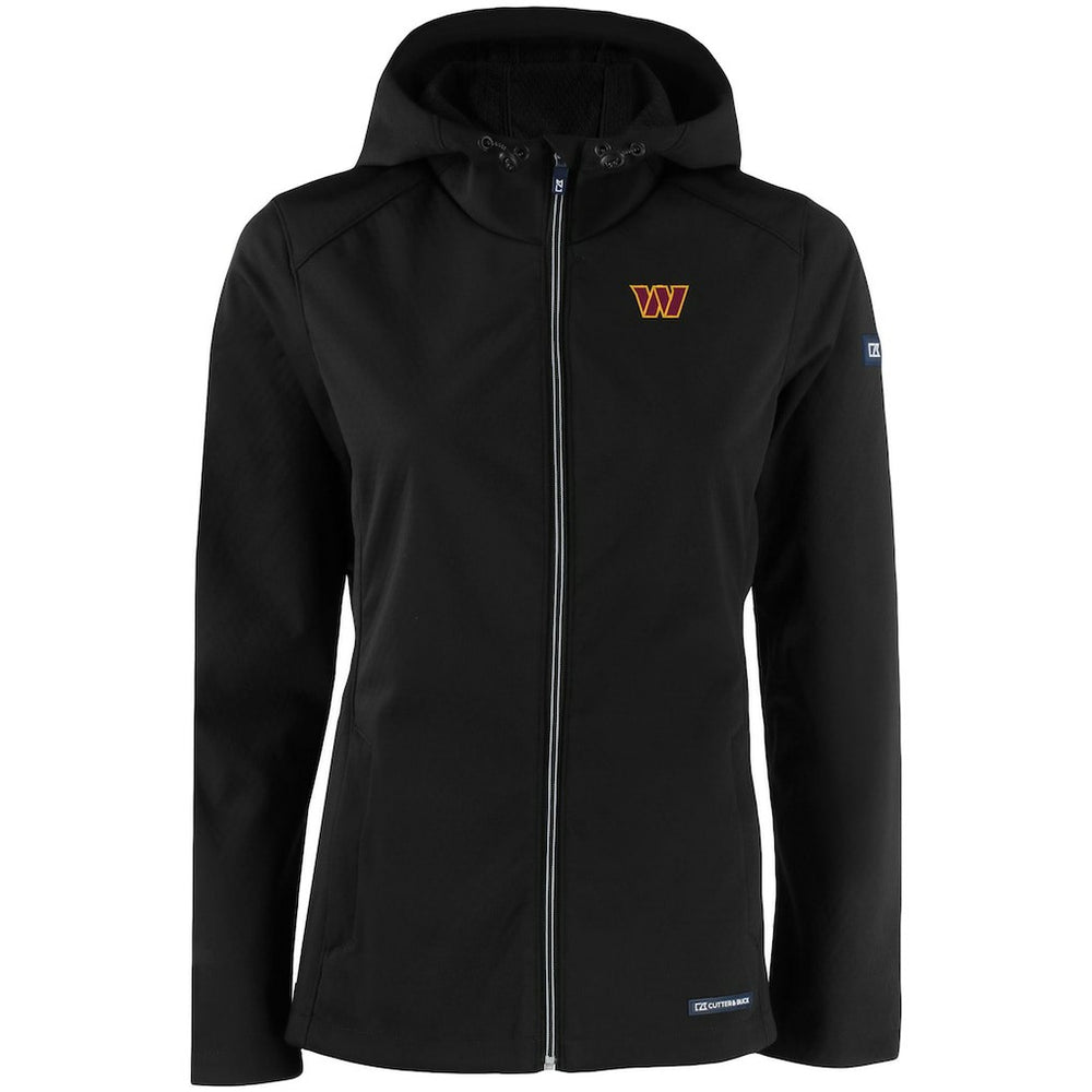 Washington Commanders Cutter & Buck Women's Evoke Eco Softshell Recycled Full-Zip Hooded Jacket - Black sale