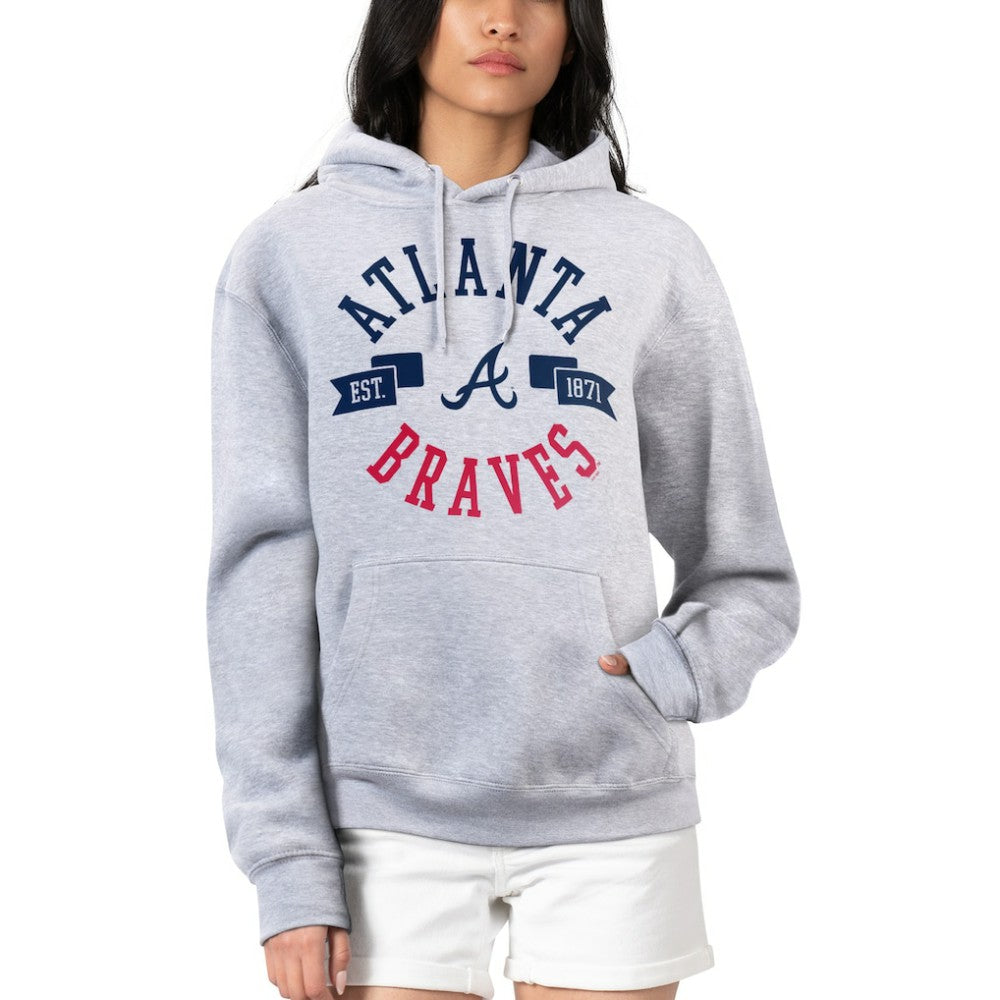 Atlanta Braves G-III 4Her by Carl Banks Women's City Graphic Pullover Hoodie - Heather Gray