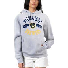 Milwaukee Brewers G-III 4Her by Carl Banks Women's City Graphic Pullover Hoodie - Heather Gray