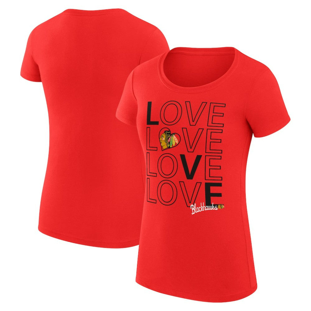 Chicago Blackhawks G-III 4Her by Carl Banks Women's Super-Slim Fit Lightweight Hockey Love T-Shirt Red