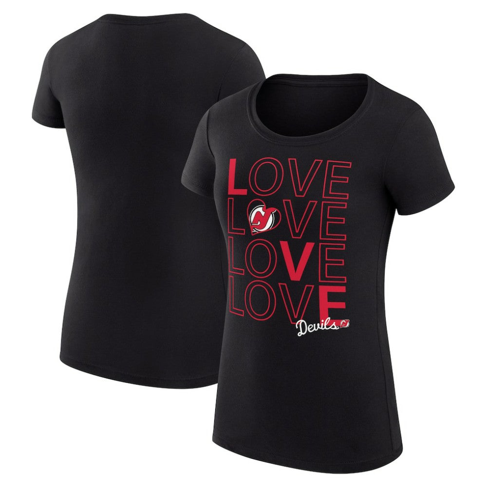 New Jersey Devils G-III 4Her by Carl Banks Women's Super-Slim Fit Lightweight Hockey Love T-Shirt Black