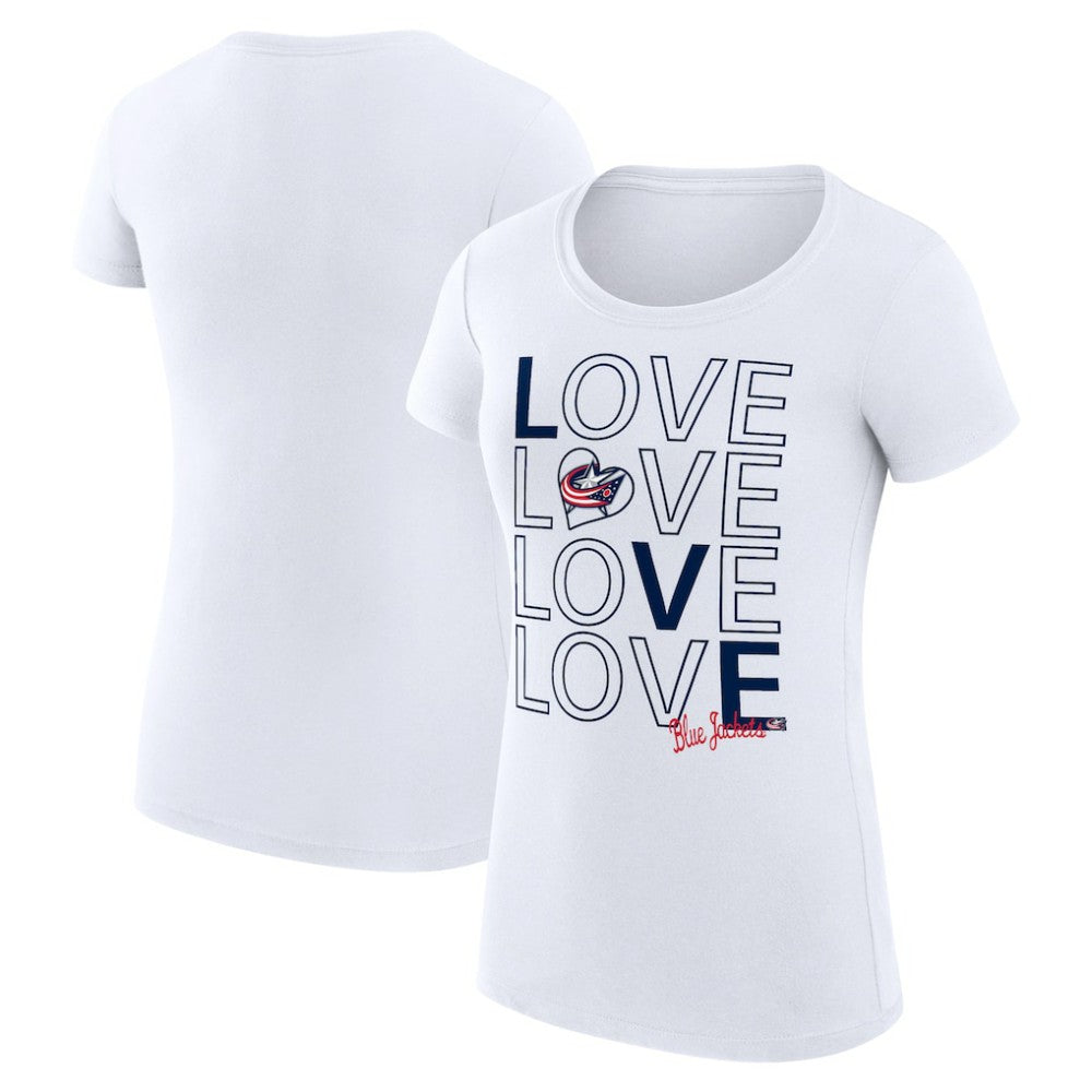 Columbus Blue Jackets G-III 4Her by Carl Banks Women's Super-Slim Fit Lightweight Hockey Love T-Shirt White