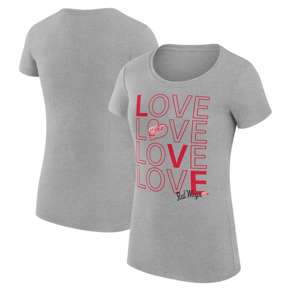 Detroit Red Wings G-III 4Her by Carl Banks Women's Super-Slim Fit Lightweight Hockey Love T-Shirt Heather Gray
