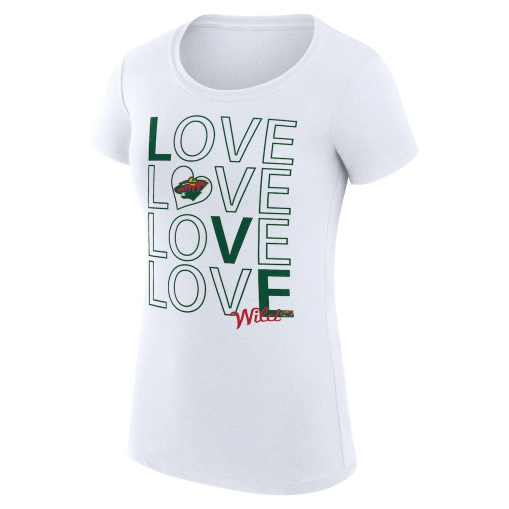 Minnesota Wild G-III 4Her by Carl Banks Women's Super-Slim Fit Lightweight Hockey Love T-Shirt White